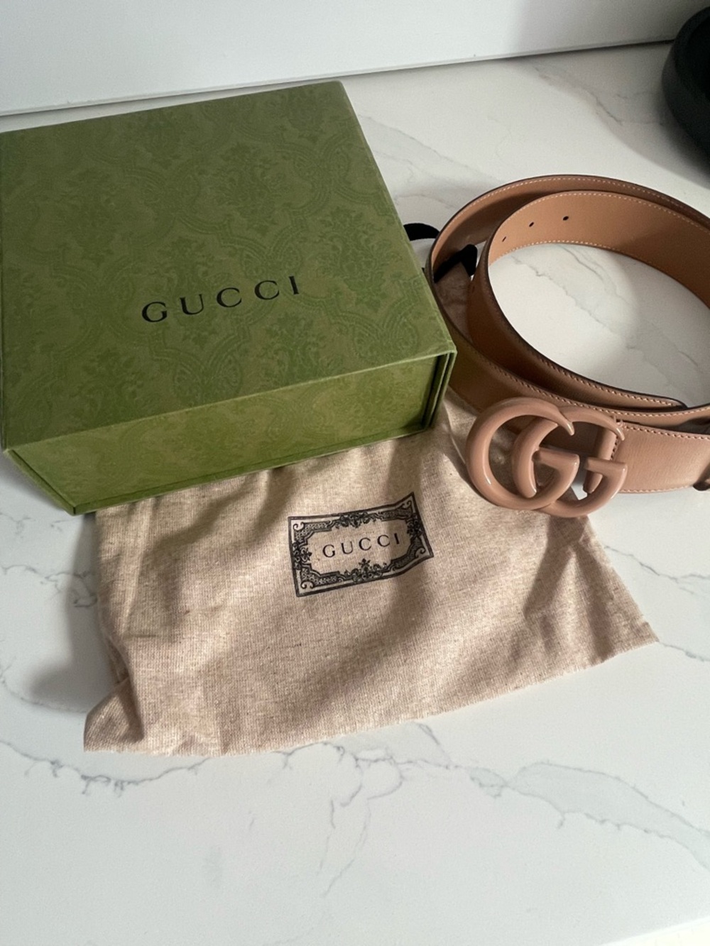 Gucci Beige Patent Double G Buckle Belt - Brand New - Picture 4 of 5